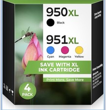 XL Ink Cartridge for HP 950XL 951XL, Black/Cyan/Magenta/Yellow, 4-Pack picture