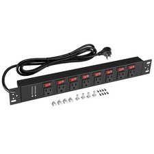 Jgstkcity Rack Mount PDU Power Strips 8 Outlet Surge Protector 1.5U Server Racks picture
