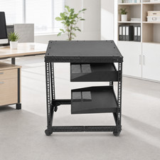 Black 12U Open Frame Network Rack Wall Mounted Server Rack 4 Post with Shelves picture
