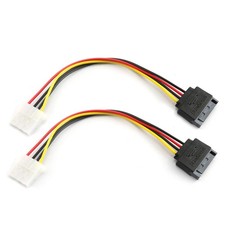2 PCS SATA Male To IDE Molex 4Pin Female HDD Extension Power Adapter 15 Pin picture