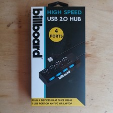 Billboard USB 2.0 Hub 4-Port Splitter Black PC Laptop FD4769 New Sealed picture
