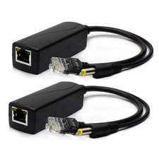 ANVISION 2-Pack Active 48V to 12V PoE Splitter Adapter, IEEE 802.3af Black picture