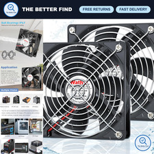 2 Pack IP67 Waterproof 24V DC Cooling Fans 120mm x 25mm Dual Ball Bearings picture