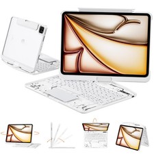 Tiaota Transparent Case Keyboard For iPad Pro 13 M4 360 Rotating Trackpad White picture