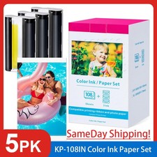 5x Canon KP-108IN Selphy CP1500 CP1300 CP1200 4x6 108 sheet Color Ink Paper Set picture