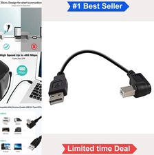 USB 2.0 Printer Cable 12 Inch Right Angle B Male to A Male 480Mbps Black for picture
