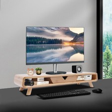 24 Bamboo Monitor Stand + Back Baffle Drawer Desktop Stand Riser 4.5 Height picture