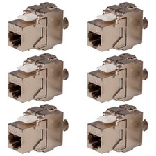 6 Pcs Cat6A RJ45 Toolless Keystone Jack FTP Shielded 180 Degree Die Cast Module picture