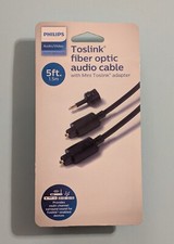 Philips Toslink Fiber Optic Audio Cable w/ Mini Toslink Adapter 5 Feet SWA9225A picture
