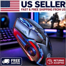 Wireless Mouse Gaming Rechargeable Optical Mouse Cordless 7 Color LED Backlit PC picture