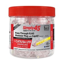 Simply45 ProSeries Cat6/6a S45-1700P PassThrough RJ45 Modular Plugs/Cap45-100PK picture