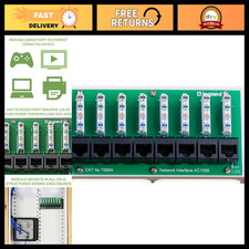 Cat5e Network Interface Module, 8-Port WiFi Ethernet Connectivity Box, Black picture