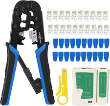 RJ45 Crimp Tool Kit Non-Pass Thru, All-In-One Ethernet Crimper JN102 picture
