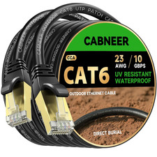 High-Speed Cat 6 Ethernet Cable 125 Ft, Indoor/Outdoor, Weatherproof with Ties picture