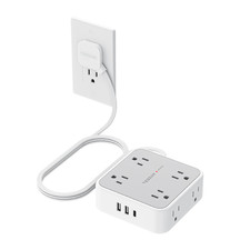 Tessan Surge Protector Power Strip 5 Ft Flat Plug Extension Cord 3 Usb 1 Usb C picture