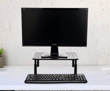 Adjustable height Ventilated Metal Platform Monitor Stand Black (2 Pack) picture