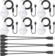 6 USB LED Camping Bulbs 5W, 8.2ft Cord, Hooks + 3 USB Splitter Cables Pack Light picture
