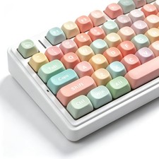 MOA PBT Keycaps Cute Rainbow 134 Keys Round Mechanical Keyboard Custom Key Set picture
