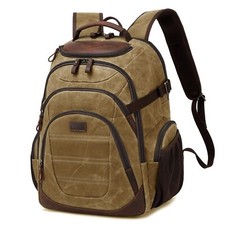 Travel Laptop Backpack 17.3 inch XL Computer Backpack for Men Waxed Canvas Co... picture