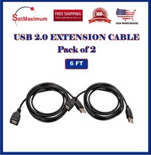 2-Pack – 6FT USB 2.0 Extension Cable A Male to A Female –High-Speed Cord Black picture