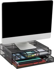 Monitor Stand Ventilated Laptop Riser & Storage Drawer Black picture