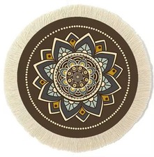 Oriental Rug Style 9” Round Mouse Pad W/Fringe For Gaming or Office picture