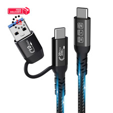 USB C Cable,USbC 3.2 Gen 2X2 20Gbps,Multi Functional 2in1 C 50CM, Black picture