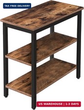 3 Tier End Table Narrow Side Table Nightstand Storage Rustic Brown Black picture