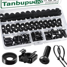 120Pcs M6 x 16mm Rack Mount Cage Nuts, Screws, Washers and Self-Locking Cable Ti picture