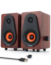 Small Computer Speakers 2.0 Wooden Speakers for PC or Laptop USB-Powered Smal. picture