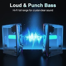 COMPUTER SPEAKERS, PC SPEAKERS WITH 6 LIGHTING MODES, USB POWERED NYLAVEE picture
