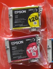 lot of 2 Genuine Epson 126 Ink T126 T1263 T1264 WF 60 630 633 635 840 NX430 330 picture