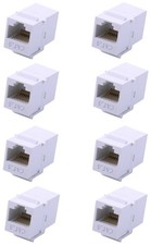 8 Pack CAT6 RJ45 Keystone Network LAN Ethernet Jack Inline Female Coupler White picture