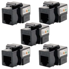 5x Cat3 RJ11 RJ12 Telephone Phone Line Keystone Jack 110 Punch Down 6P6C Black picture