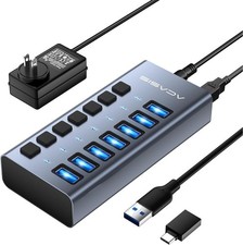 Acasis 10Gbps USB 3.2 Gen2 Power Hub 7 Port On/Off Switch 12V/2A Max for Laptop picture