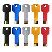 Lot 10 USB Flash Drive Key Shaped Thumb Drives Metal Memory Sticks Multi Color picture