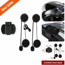 Motorcycle Helmet Intercom Headset 3.5mm Mic Speaker Clip Accessory Kit 2 Sets picture
