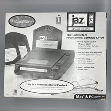 Vintage Iomega Jaz 1GB Portable SCSI Drive V1000S CIB w/ Software Mac PC picture