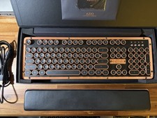 AZIO Retro Classic Artisan BT/USB Keyboard Mac PC + Wrist Rest & Desk Mat picture