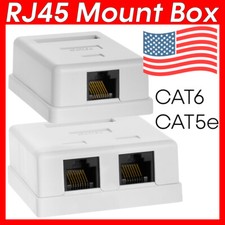 RJ45 Surface Mount Box 1 2 Ports For Cat5 Cat6 Cable Female RJ45 Connector White picture