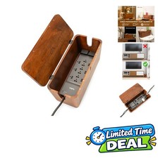 Extra Large Cable Management Box Mango Wood Power Strip Cord Hider Desk picture