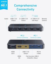 Anker KVM Switch, 5 USB 3.0 Ports, 4K@60Hz HDMI, 1 Laptop & 1 Desktop picture