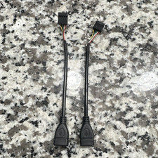 2x USB Type-A Female to 4-Pin Adapter Short Cable, Black (Less Than 1 ft) picture