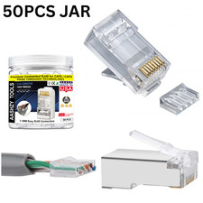 50Pcs Cat6 RJ45 Connectors 2-Piece RJ45 Pass Through UTP 8P8C Ethernet Connector picture
