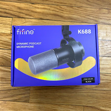 FIFINE K688 Dynamic Cardioid Podcast Microphone USB/XLR Black Mute Gain picture