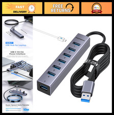 8-Port USB Hub with Long Cable, 7 USB 3.0 Splitter, Aluminum Design, Fast Data T picture