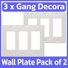 2 Pack Decorative Wall Plate Triple 3 Gang Switch Outlet Wallplate Cover White picture