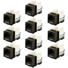 10 Pcs Cat5E RJ45 Network LAN Ethernet Keystone Jack 110 Punch Down 8P8C Black picture