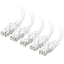 Cable Matters 10Gbps 5-Pack Snagless Shielded Cat 6A Cable, 1ft, White picture