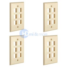 4x Wall Plate 6 Hole Port Jack Keystone Audio Video Wallplate Ivory picture